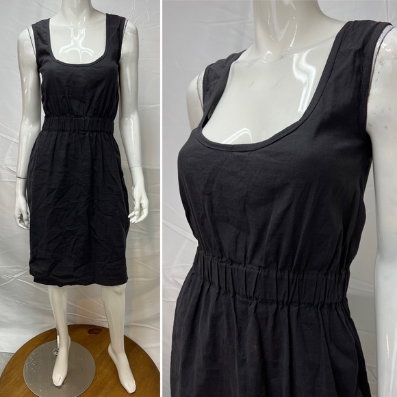 Kristensen Du Nord Navy Blue Linen Knee Length Pockets Dress 1 (Women’s Small) - Picture 4 of 5